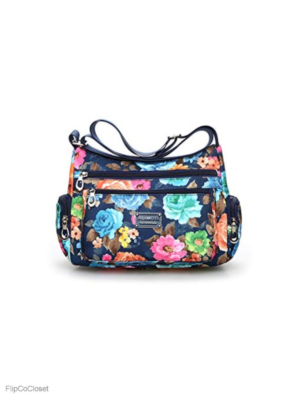Nylon Crossbody Bag Floral Multi-Pocket Shoulder Purse Handbag